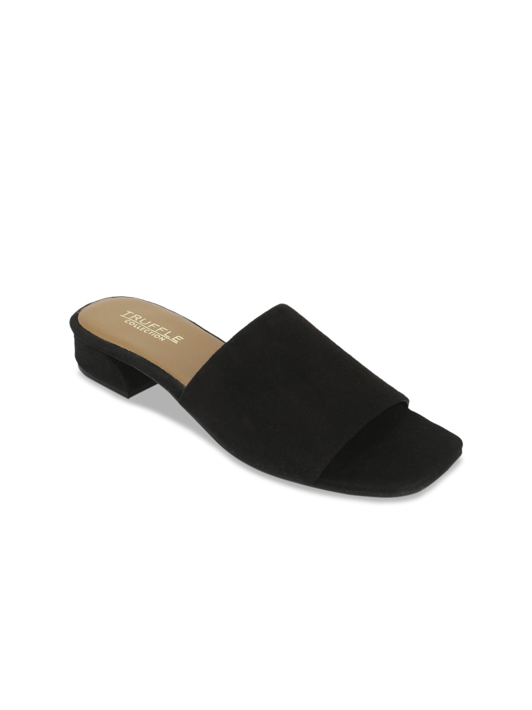 

Truffle Collection Black Suede Block Mules