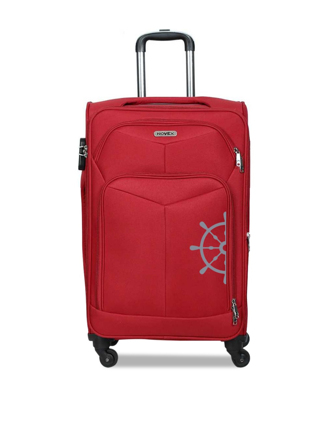 

NOVEX Red & Grey Printed Soft-Sided Trolley Suitcase