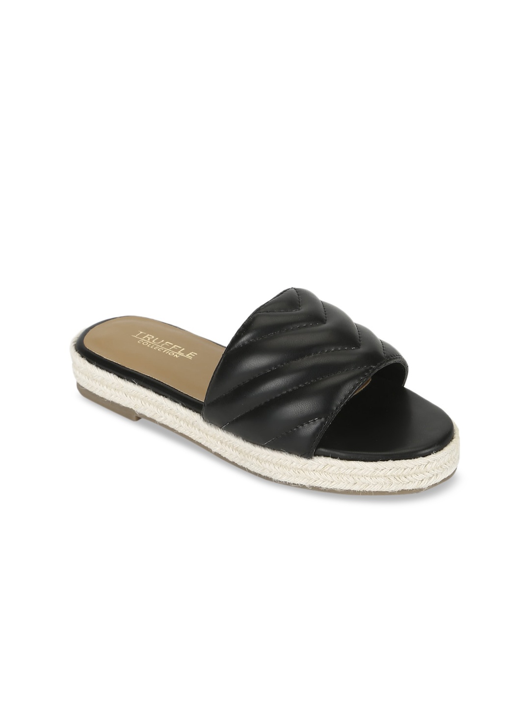 Truffle Collection Women Black Open Toe Flats
