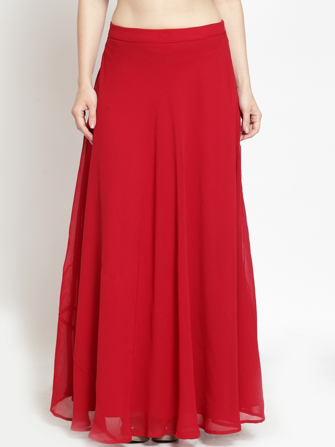 

Just Wow Maroon Flared Maxi Skirt
