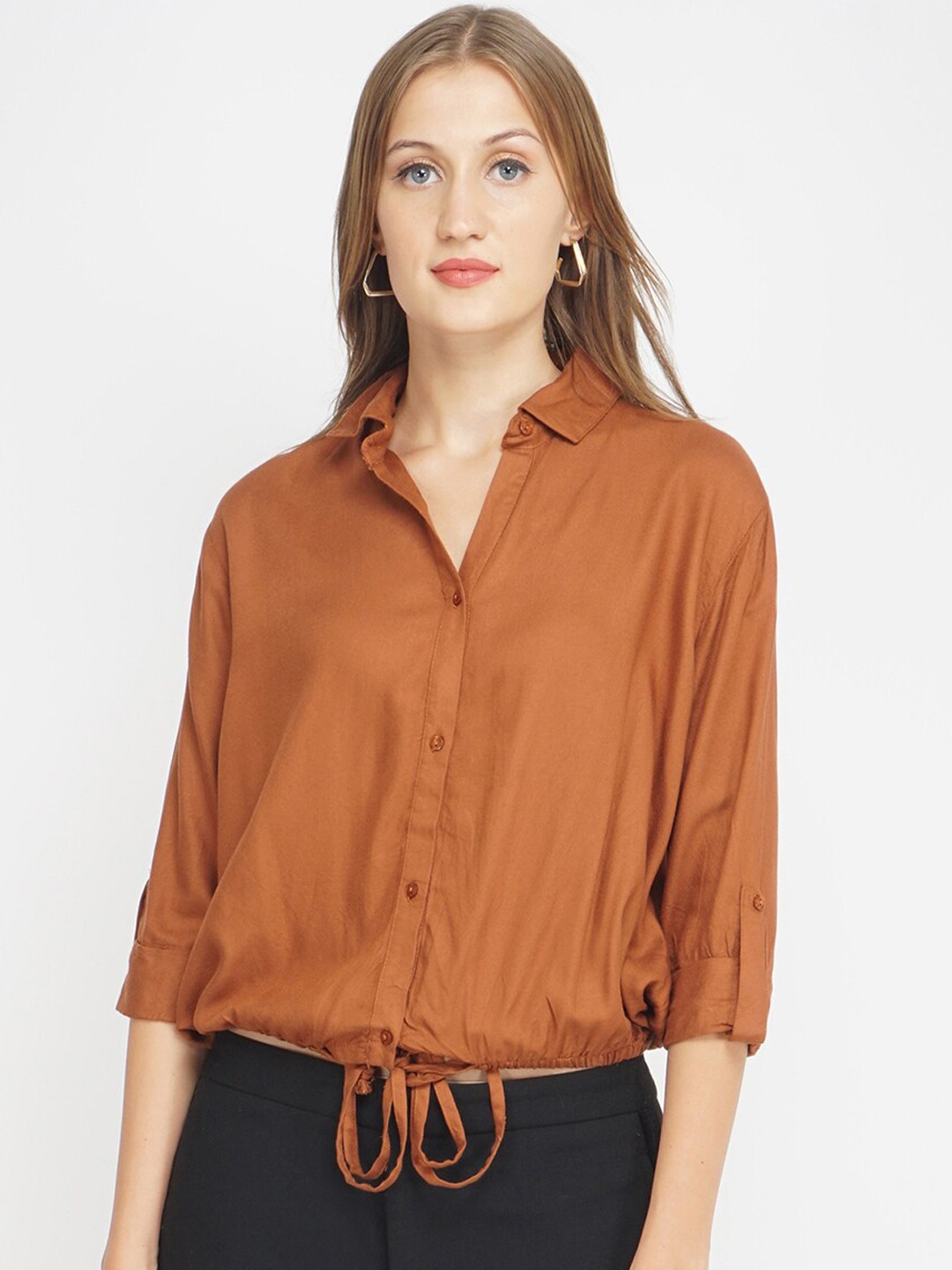 

Oxolloxo Women Brown Casual Shirt