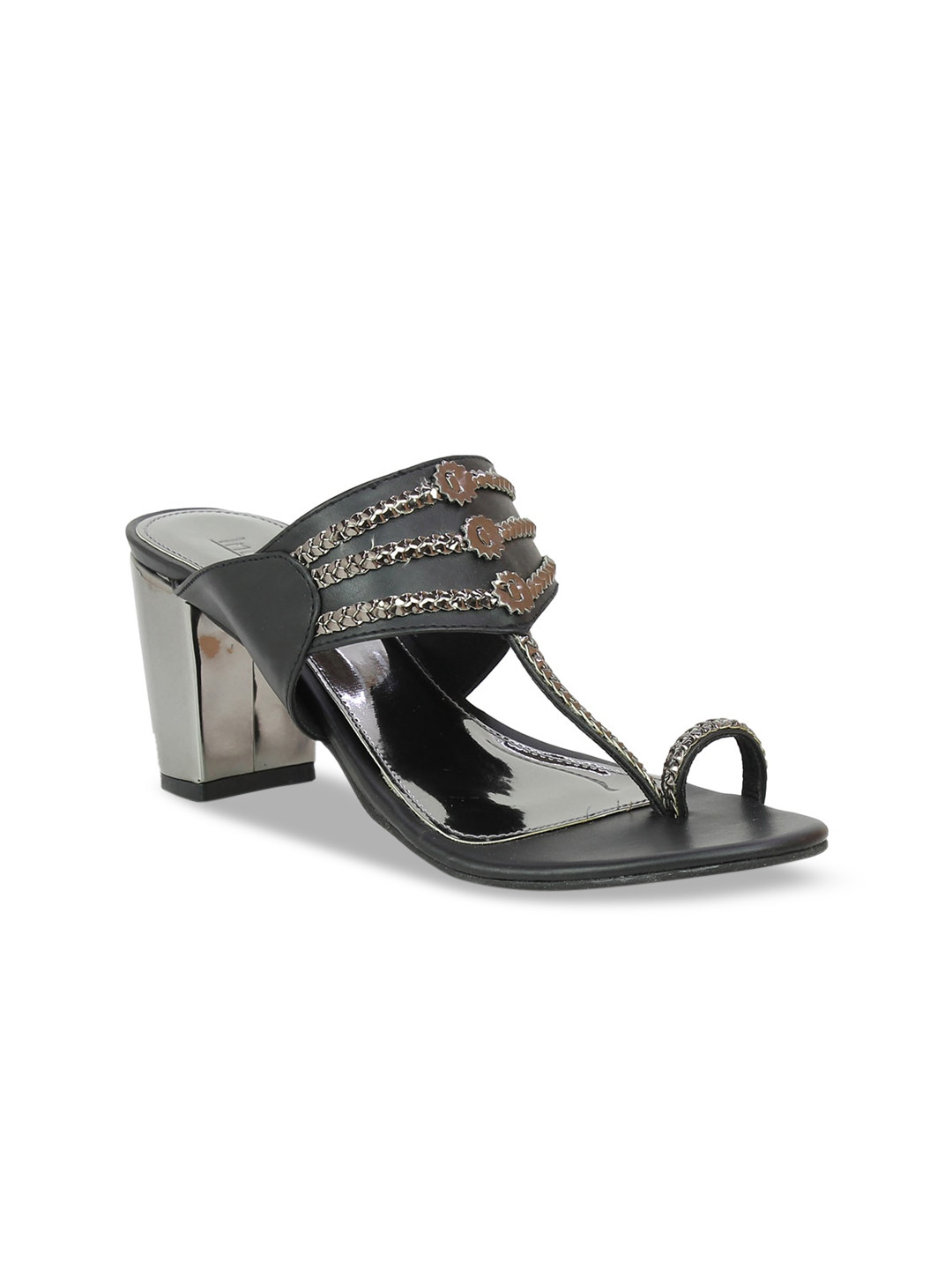 

Inc 5 Black Embellished Ethnic Block Sandals