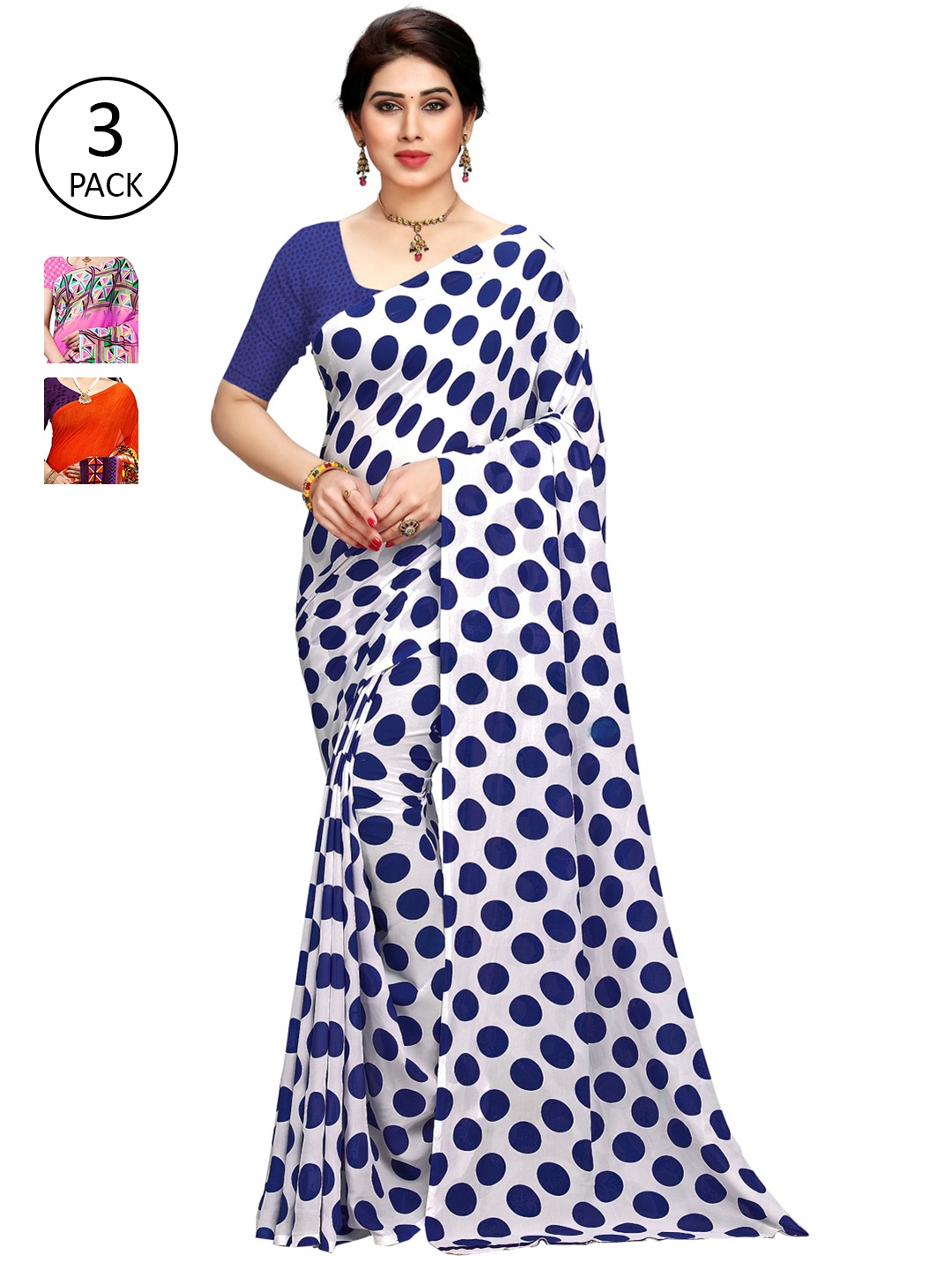 

KALINI Pack of 2 Printed Sarees, Orange