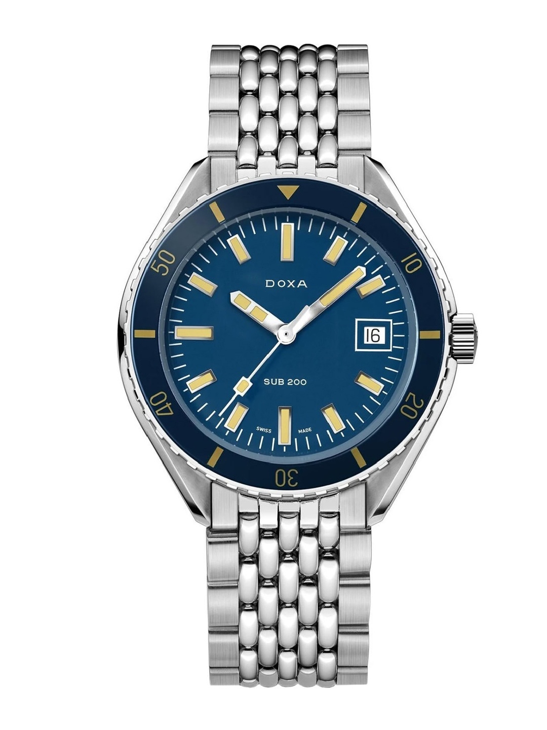

DOXA Men Blue Dial & Silver Toned Stainless Steel Bracelet Style Straps Analogue Automatic Motion Powered Watch