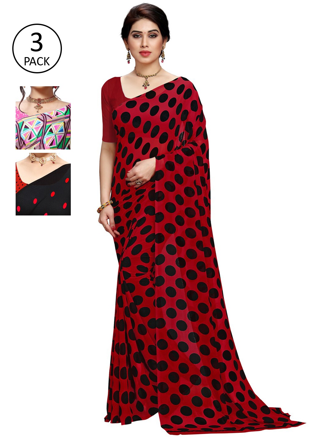 

KALINI Multi Pack of 3 Printed Saree