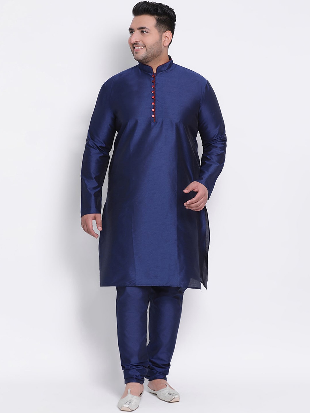 

hangup plus Men Blue Dupion Silk Kurta with Churidar