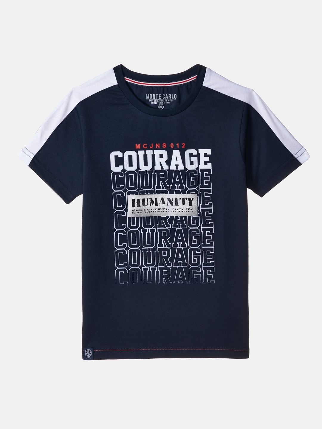 

Monte Carlo Boys Blue Typography Printed Applique T-shirt