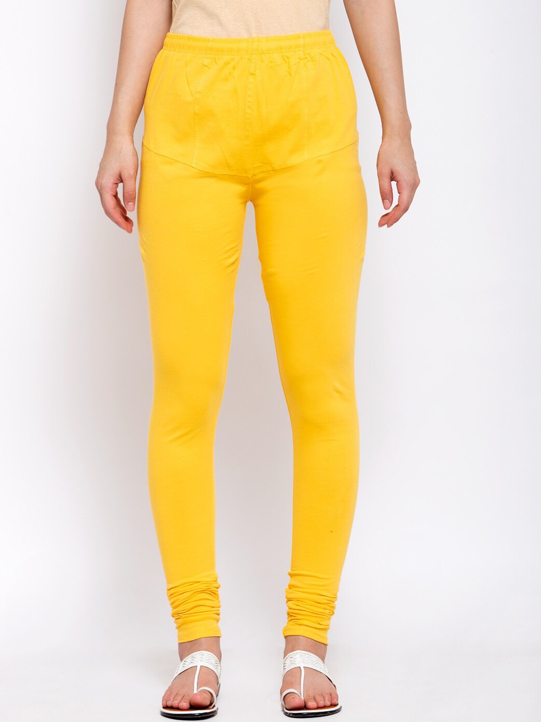 

Klotthe Women Yellow Solid Cotton Legging
