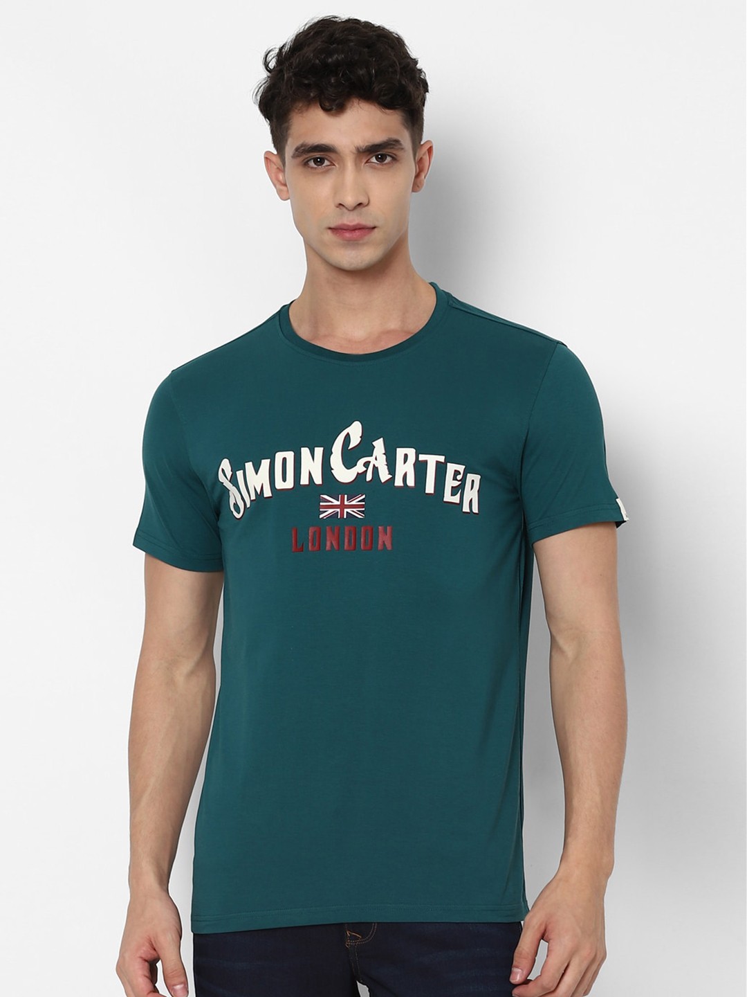 

SIMON CARTER LONDON Men Green Typography Printed Casual Slim Fit T-shirt