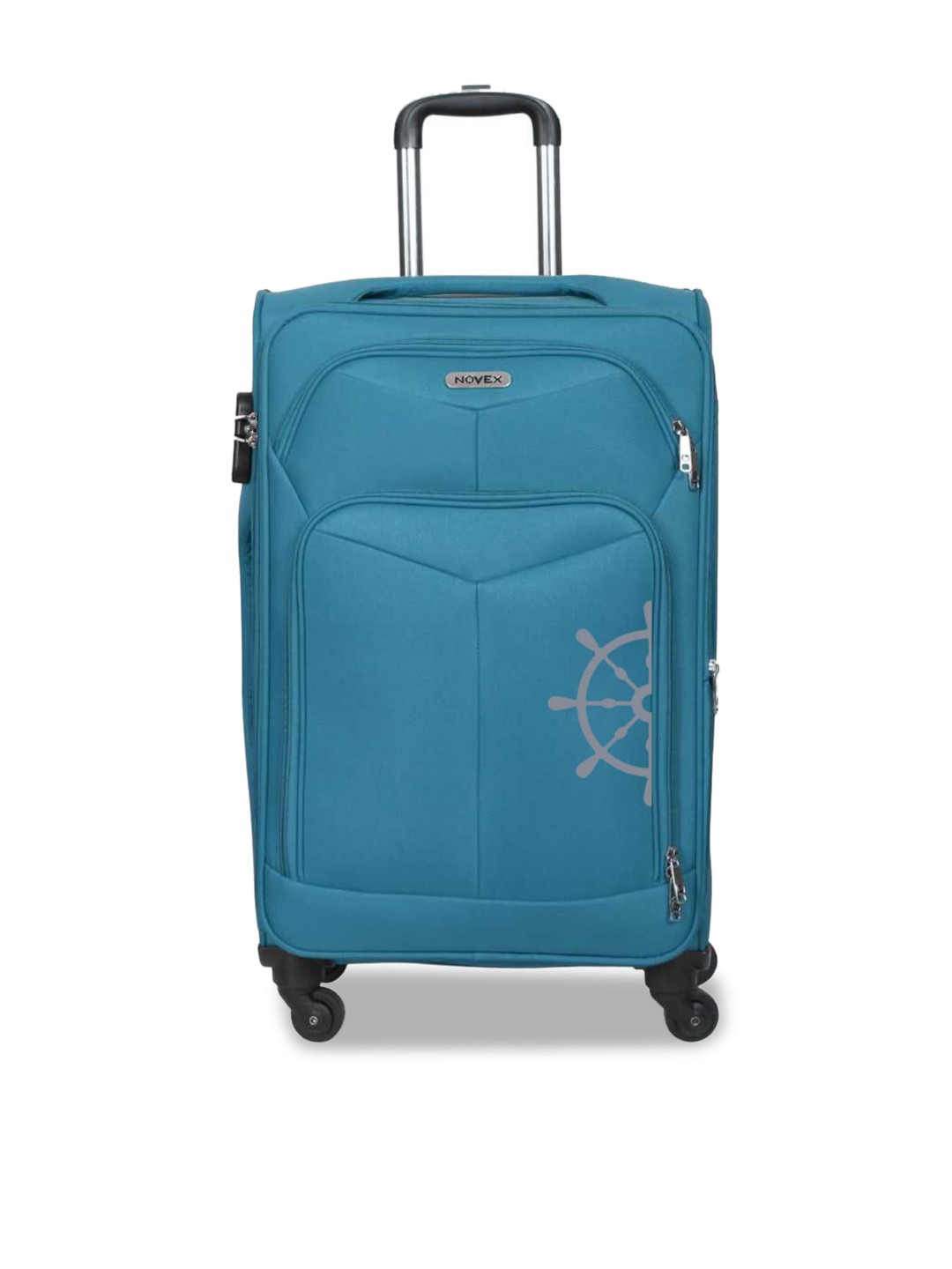 

NOVEX Turquoise Blue Printed Soft-Sided Large Trolley Suitcase
