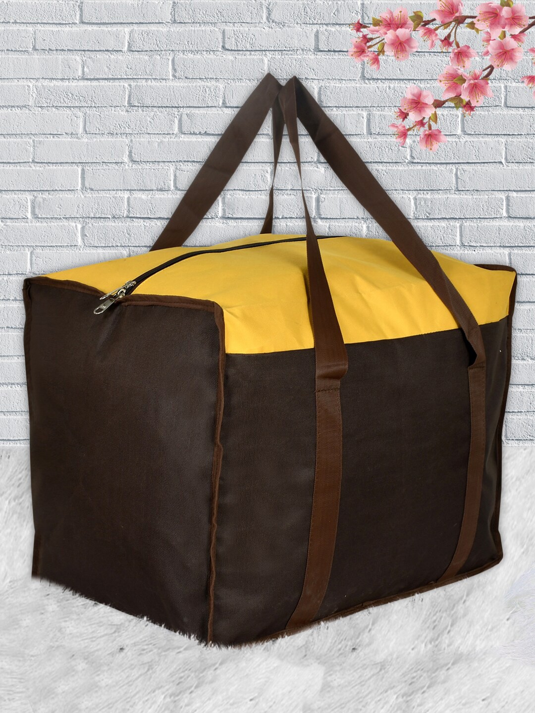 Kuber Industries Brown & Yellow Solid Medium Size Multi-Purpose Storage Bag
