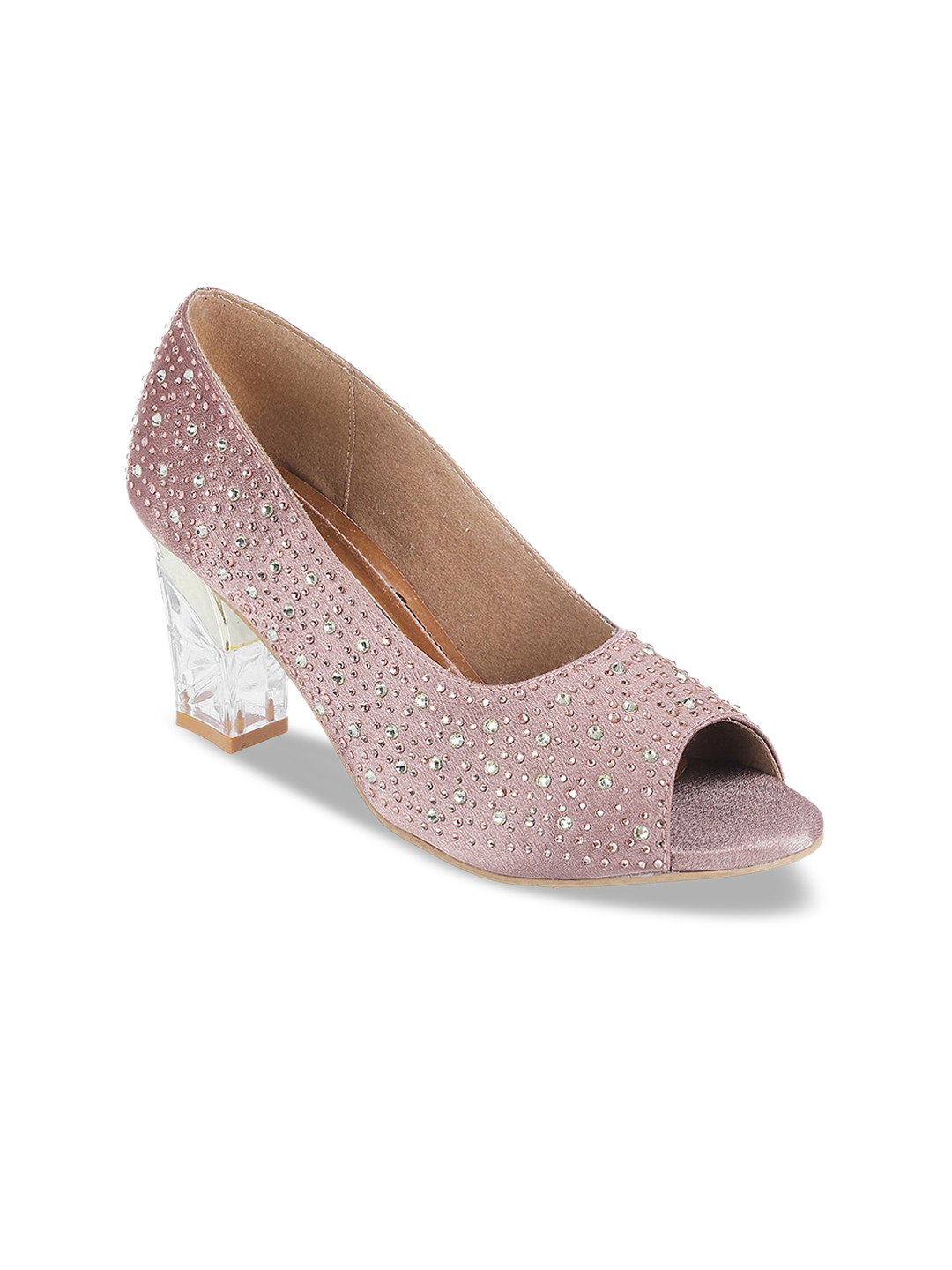

Metro Pink Embellished Block Peep Toes