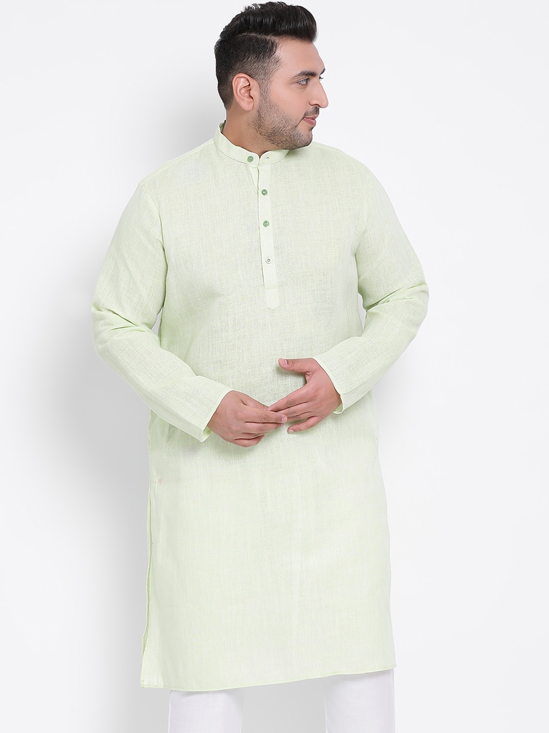 

hangup plus Men Green Plus Size Straight Kurta