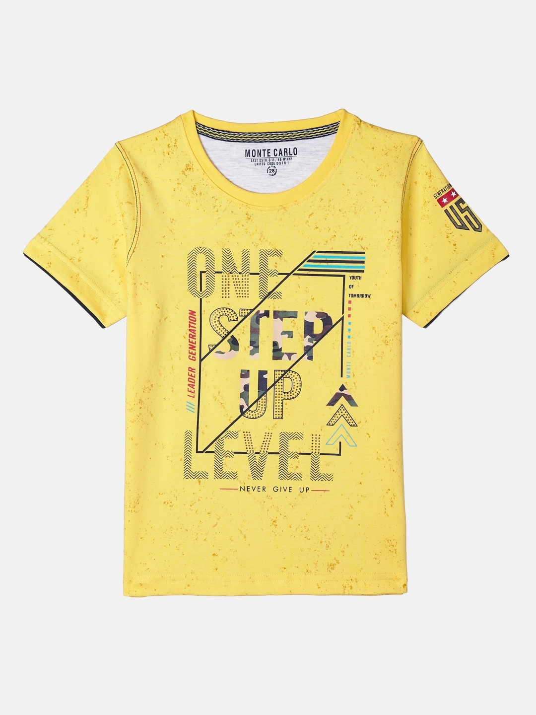

Monte Carlo Boys Yellow & Black Typography Printed Cotton T-shirt