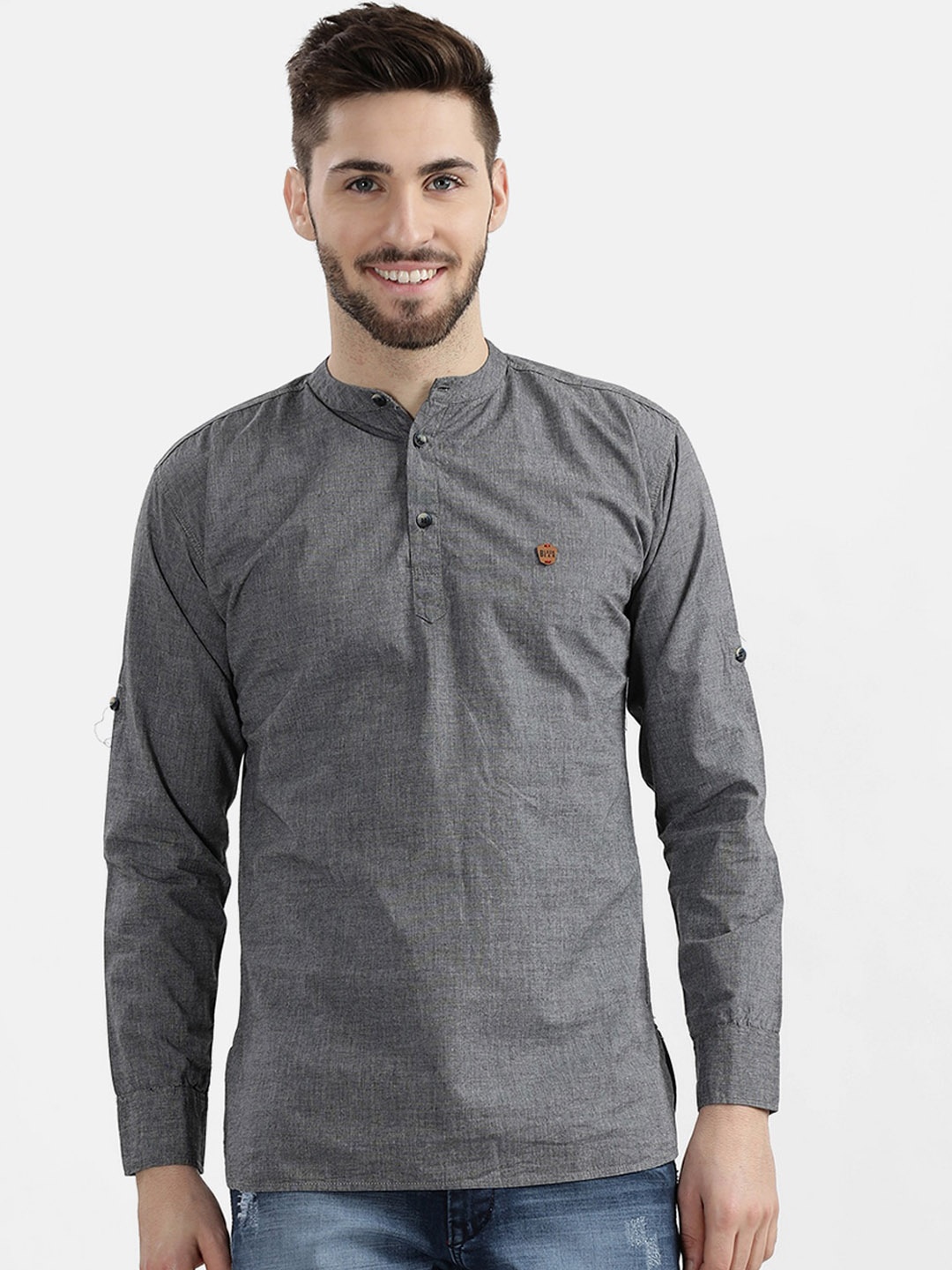 

V2 Value & Variety Men Grey Pathani Kurta