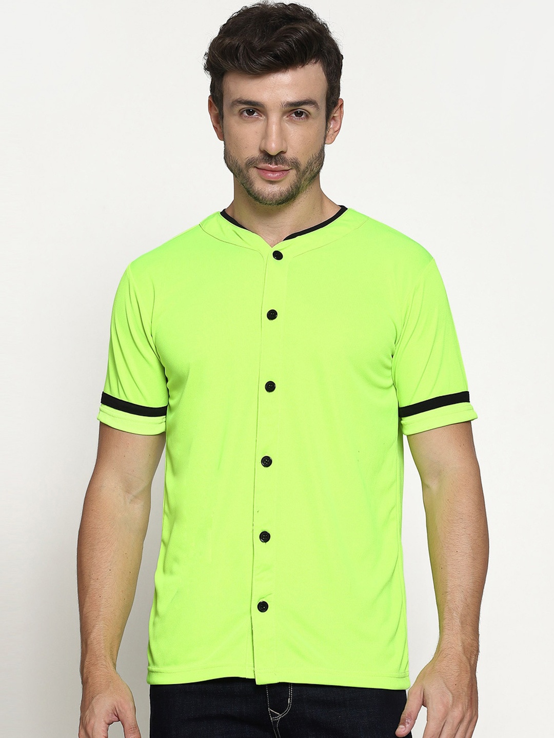 

PAUSE SPORT Men Fluorescent Green Solid Slim Fit Casual Shirt