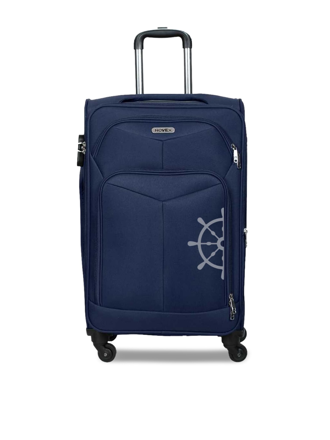 

NOVEX Navy Blue & Grey Printed Soft-Sided Cabin Trolley Suitcase