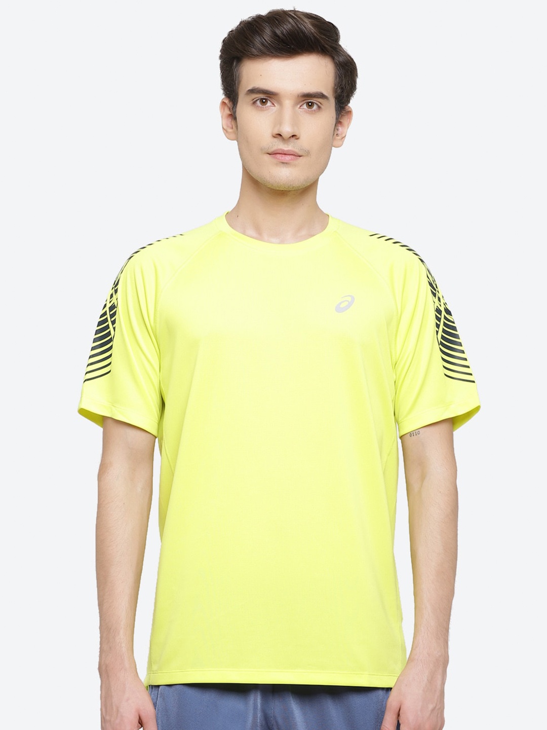

ASICS Icon SS Men Yellow Graphic Printed Sport Running T-shirt