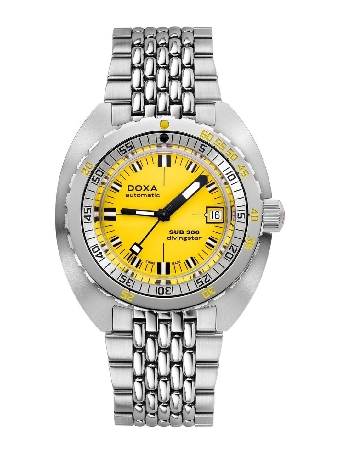 

DOXA Men Yellow Dial & Silver Toned Automatic Motion Powered Watch 821.10.361.10-Yellow