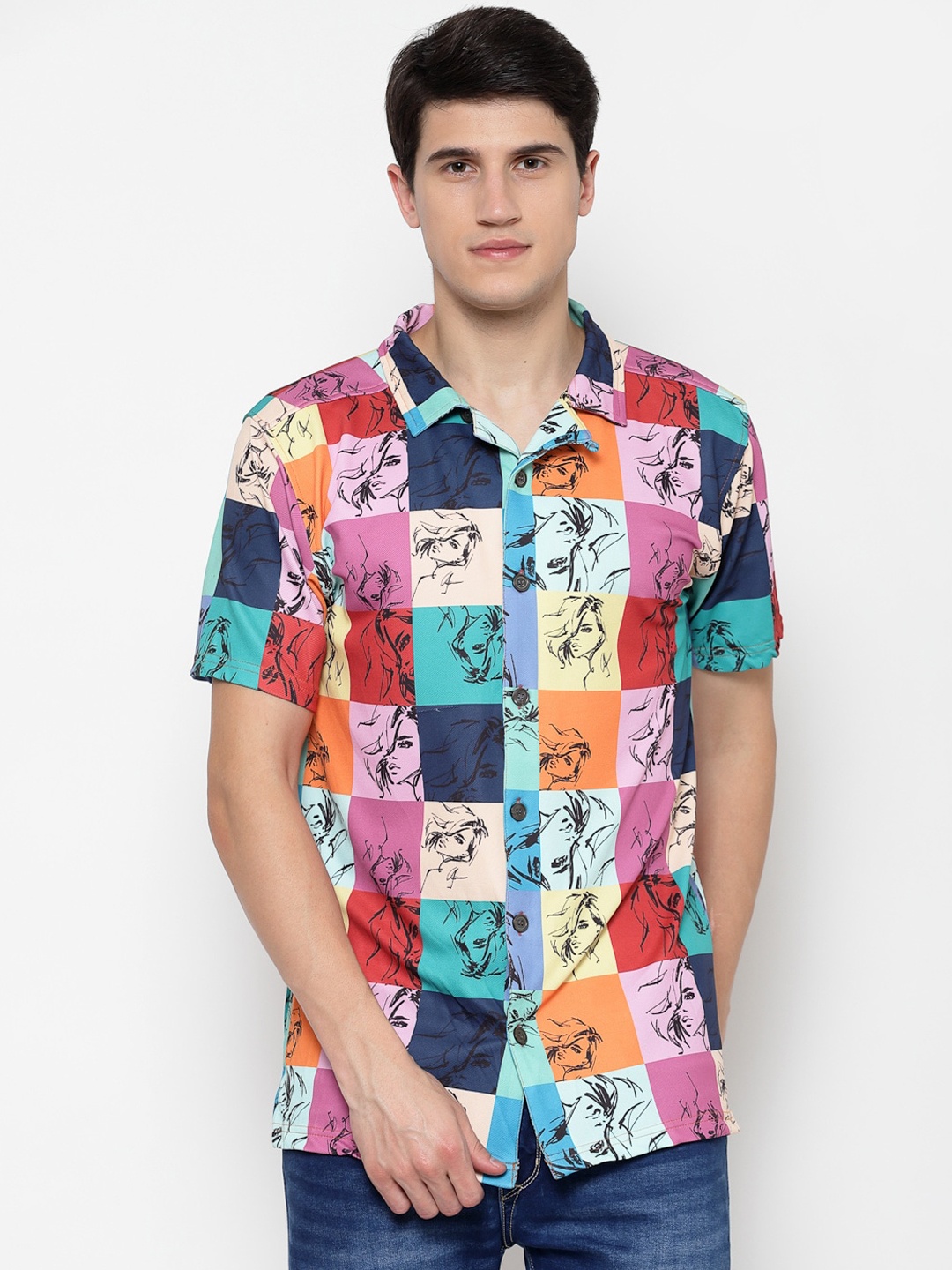 

PAUSE SPORT Men Colourblocked Slim Fit Printed Casual Shirt, Multi
