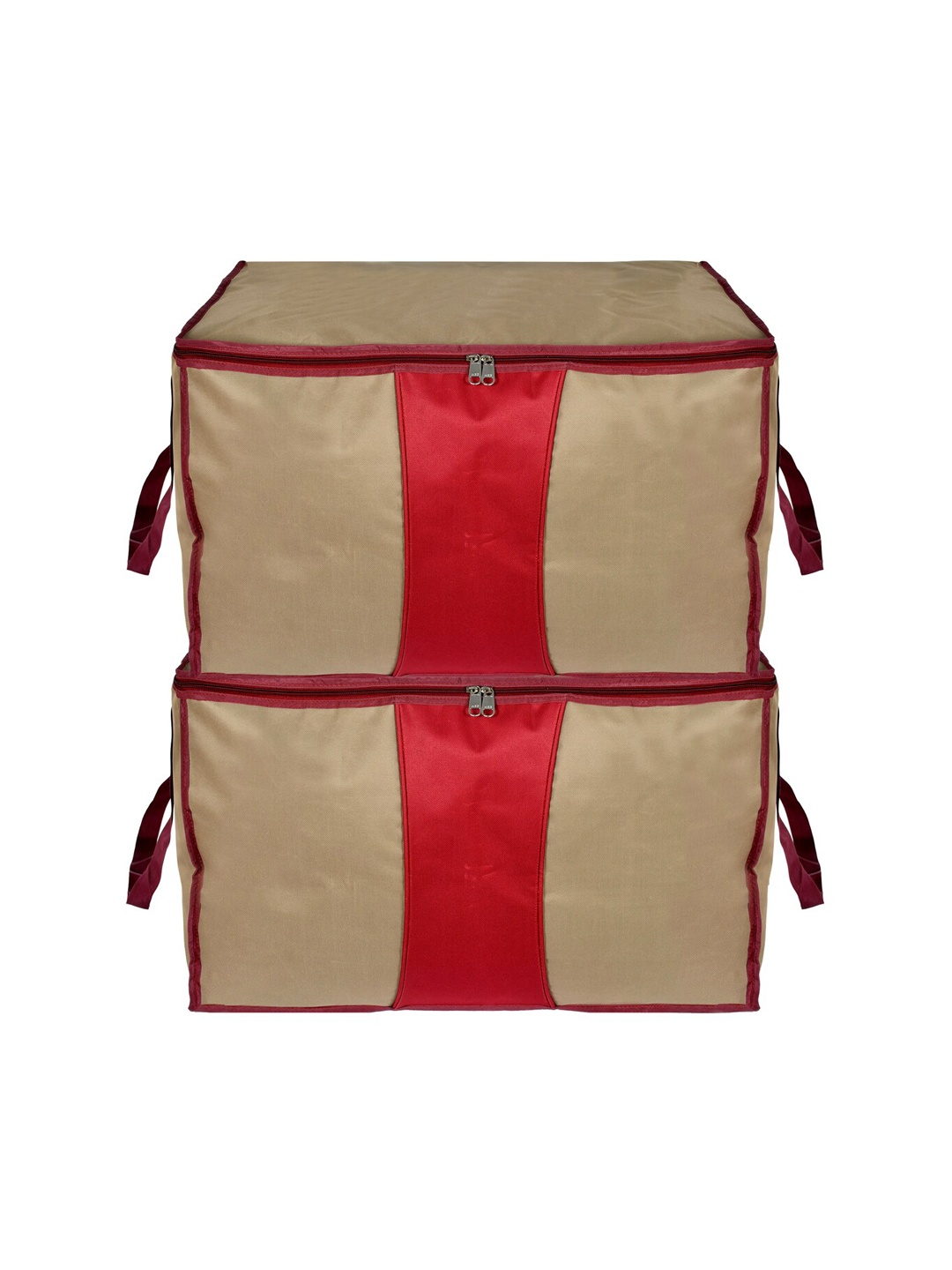 

Kuber Industries Set Of 2 Grey & Maroon Solid Large Size Canvas Organisers