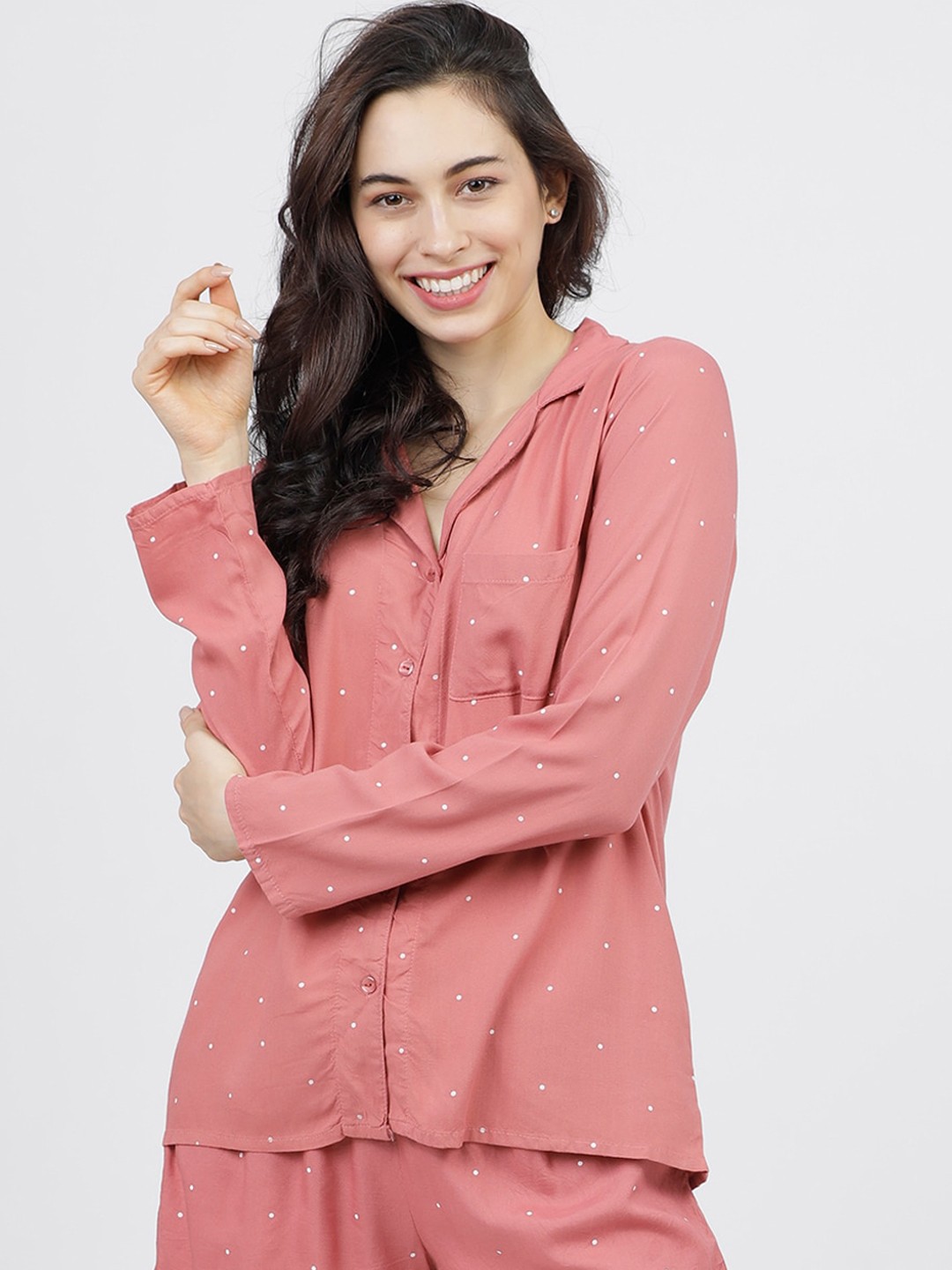 

Tokyo Talkies Women Rose & White Printed Night suit