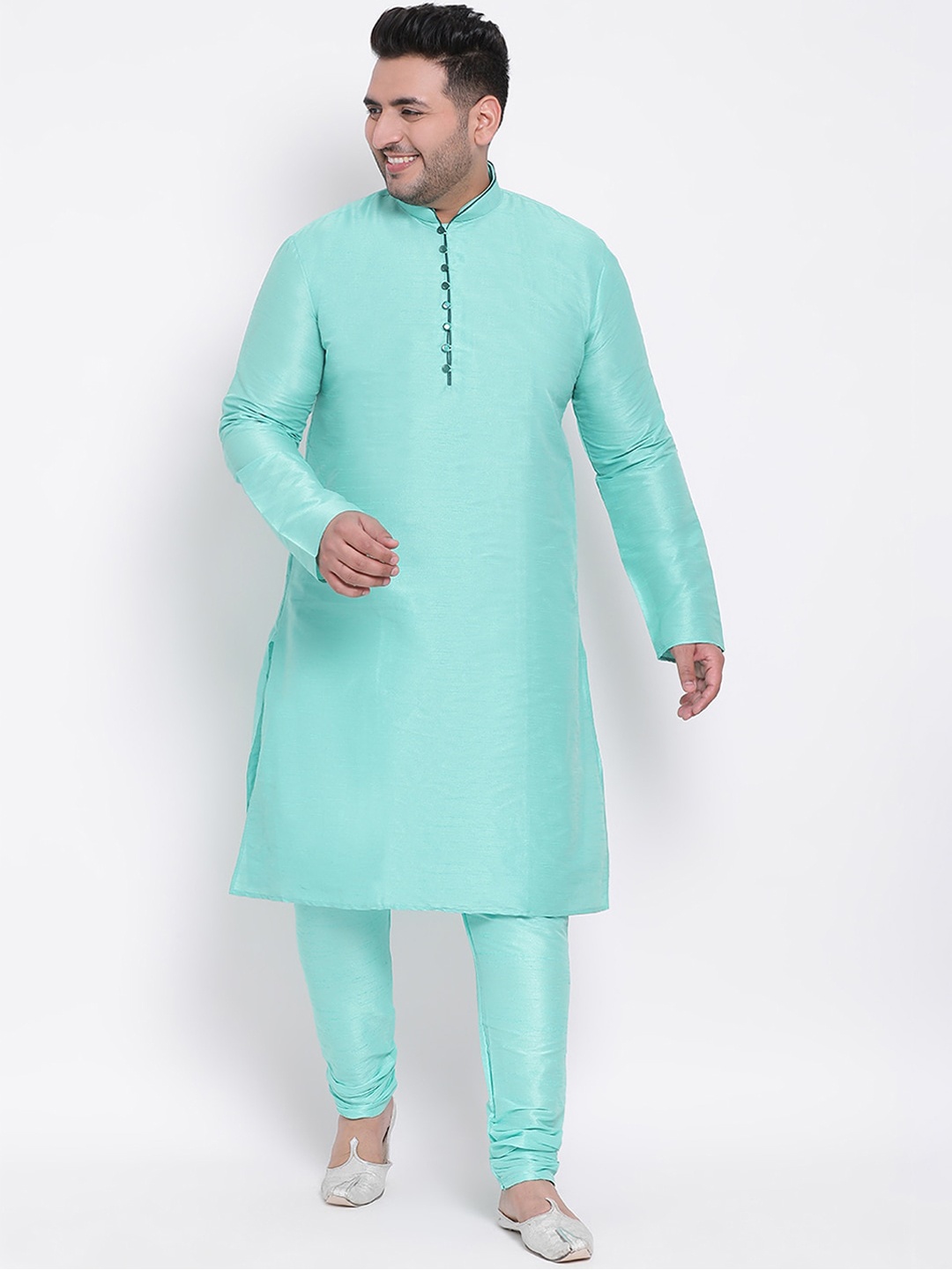 hangup plus Men Green Empire Dupion Silk Kurta with Pyjamas