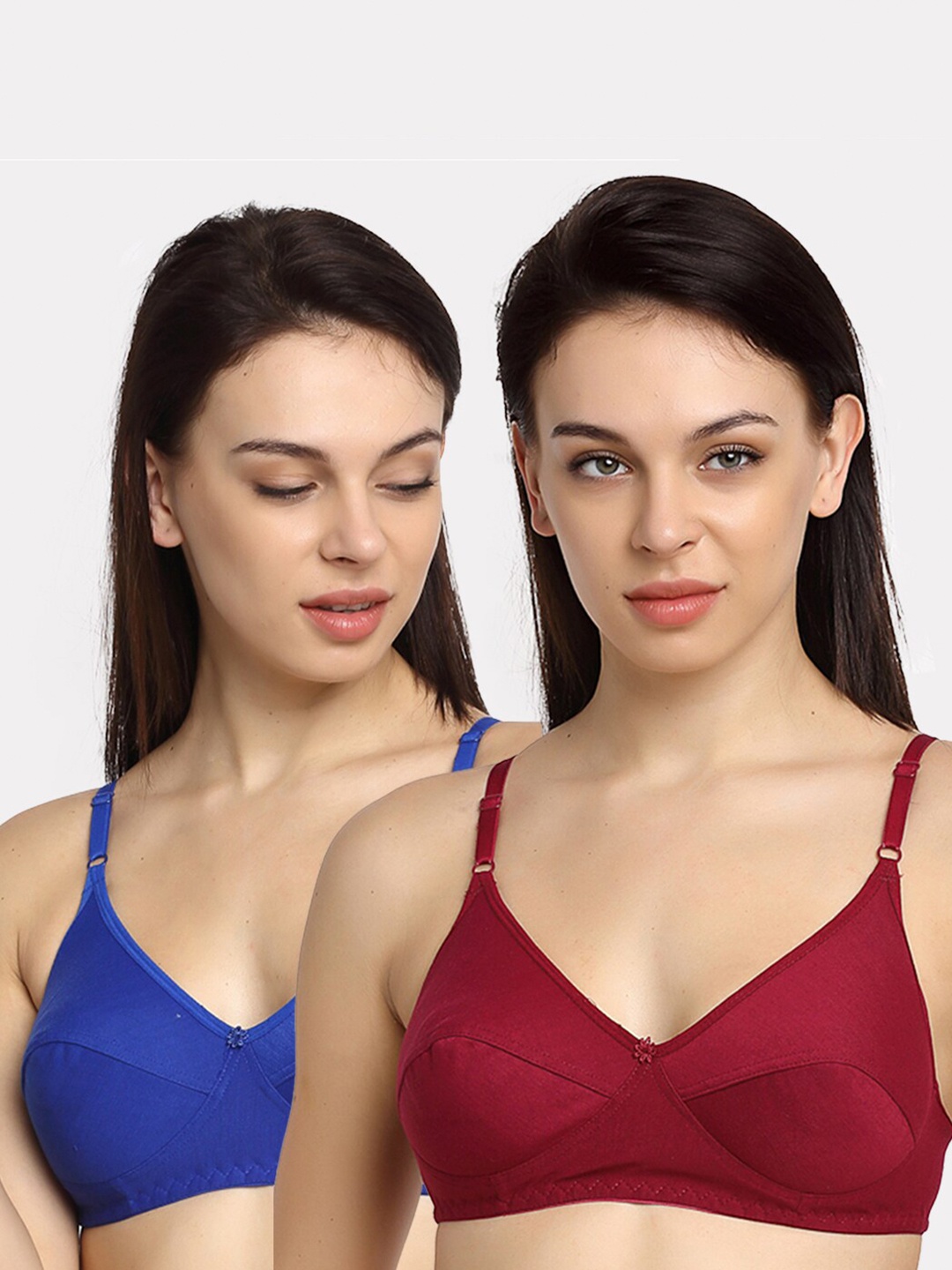 

Friskers Blue & Maroon Pack of 2 Everyday Bra Full Coverage