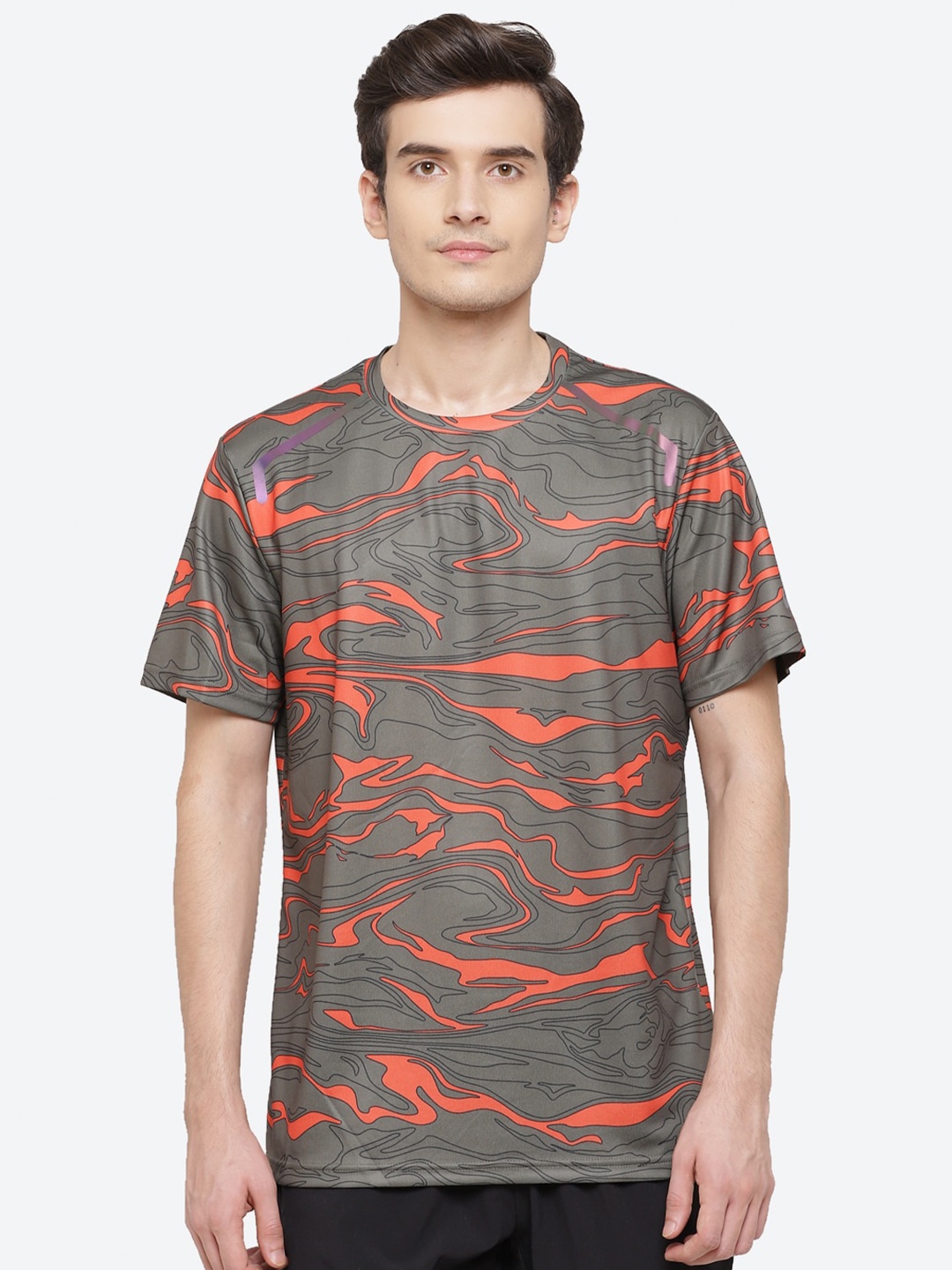 

ASICS Men Mantle Green Abstract Printed M AOP GPX SS Sports T-shirt