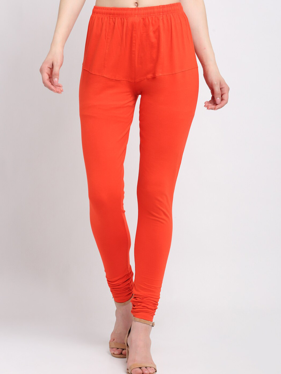 

Klotthe Women Orange Solid Cotton Legging