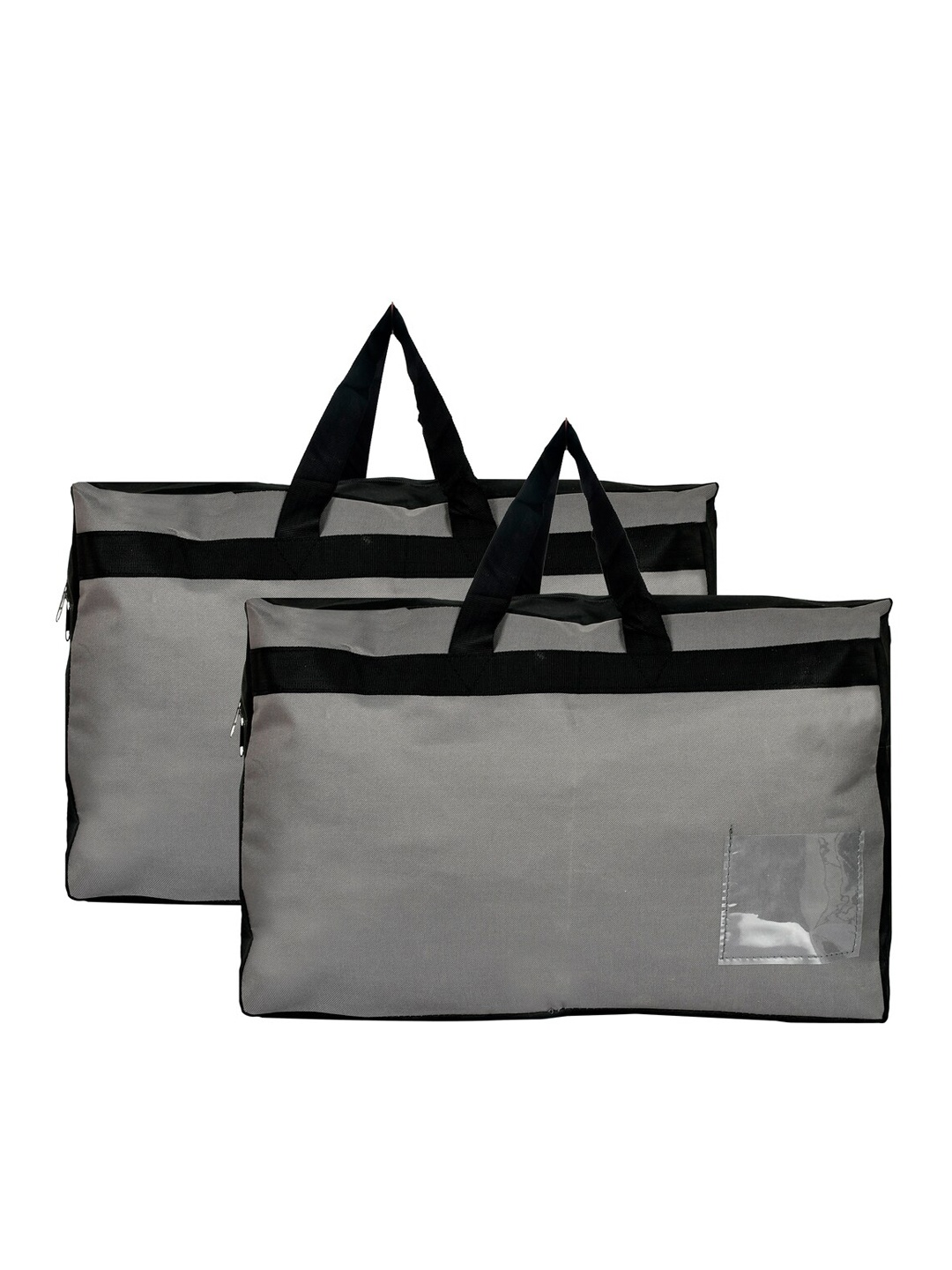 

Kuber Industries Set Of 2 Grey & Black Solid Water Resistant Storage Bags