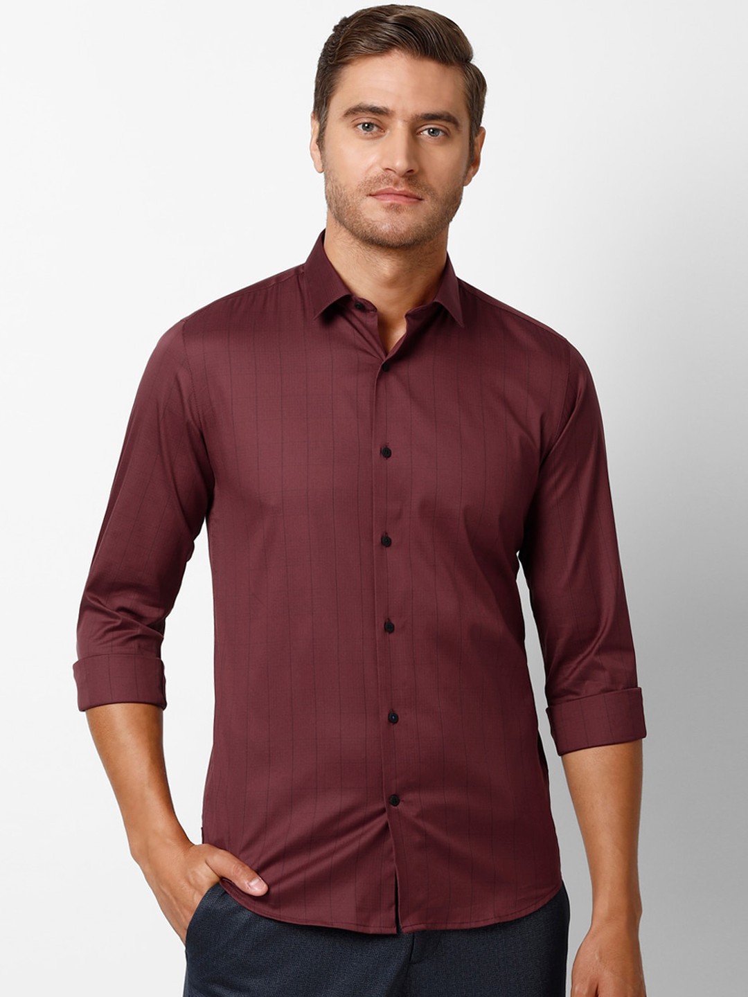 

Louis Philippe Sport Men Maroon Slim Fit Multi Stripes Casual Shirt
