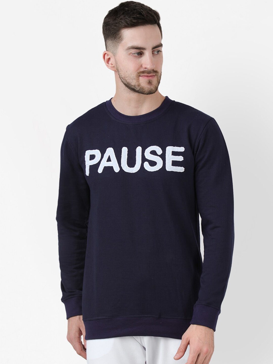 

PAUSE SPORT Men Blue Solid Antimicrobial Sweatshirt