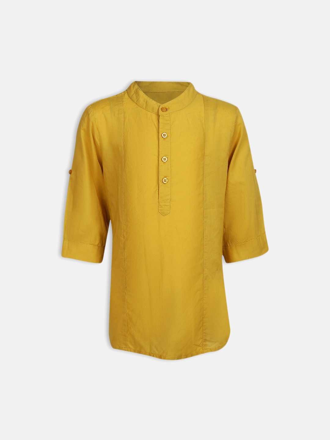 Oxolloxo Boys Mustard Yellow Mandarin Collar Casual Shirt