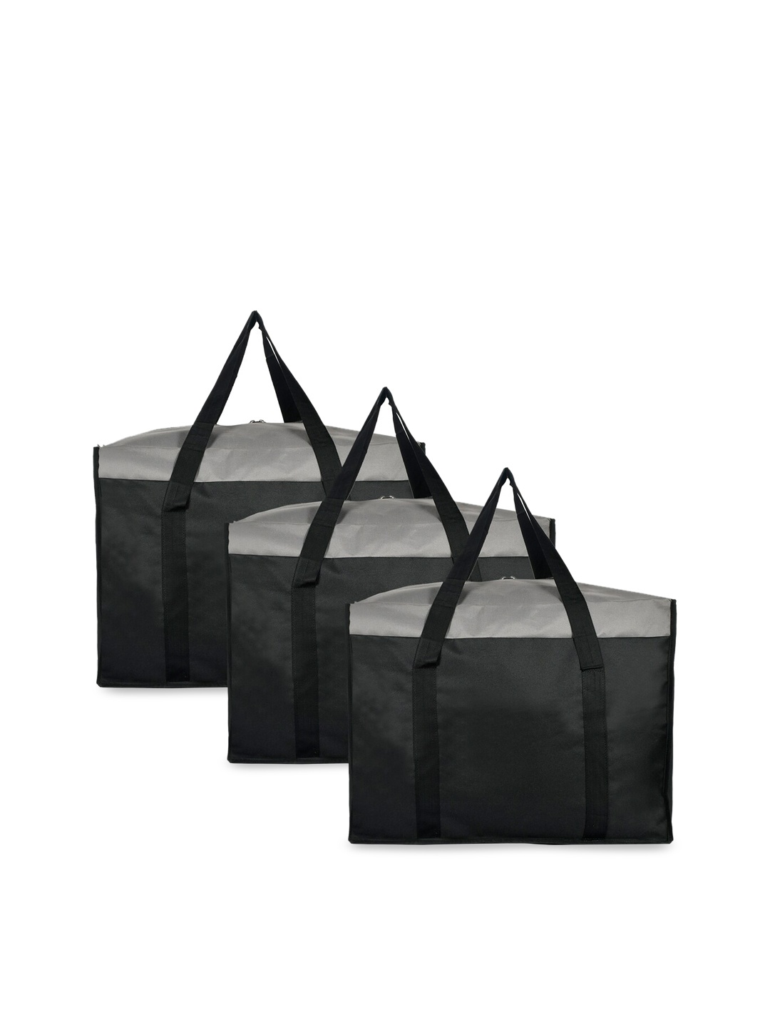 Kuber Industries Set Of 3 Grey & Black Medium Size Multi-Purpose Storage Bag