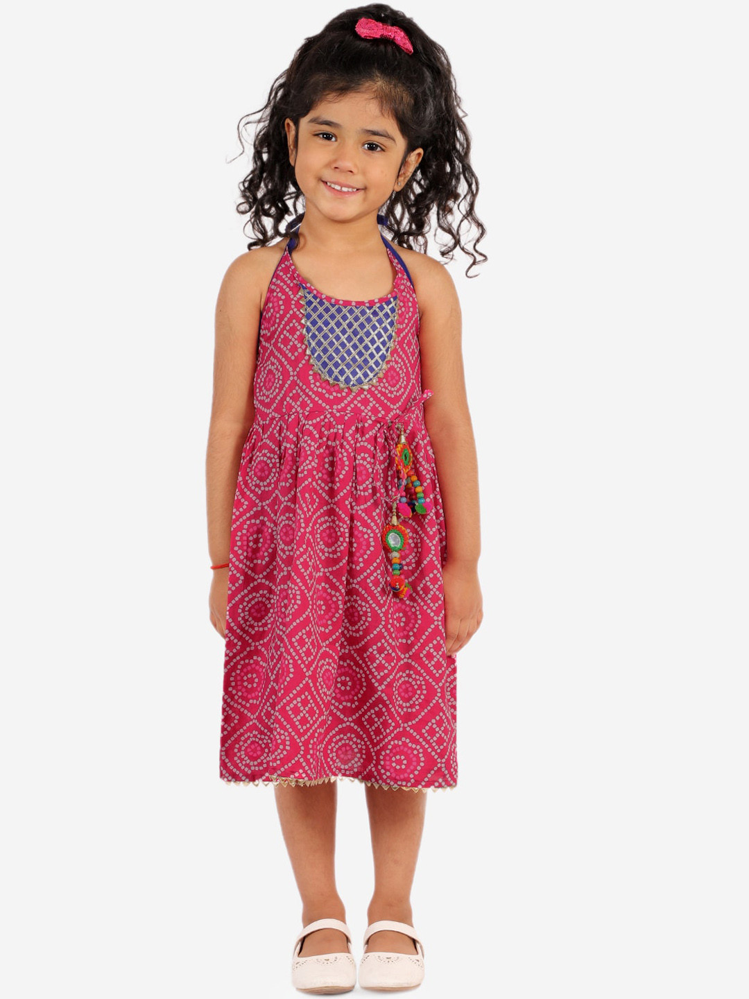 

KID1 Pink Tie and Dye A-Line Pure Cotton Printed Dress