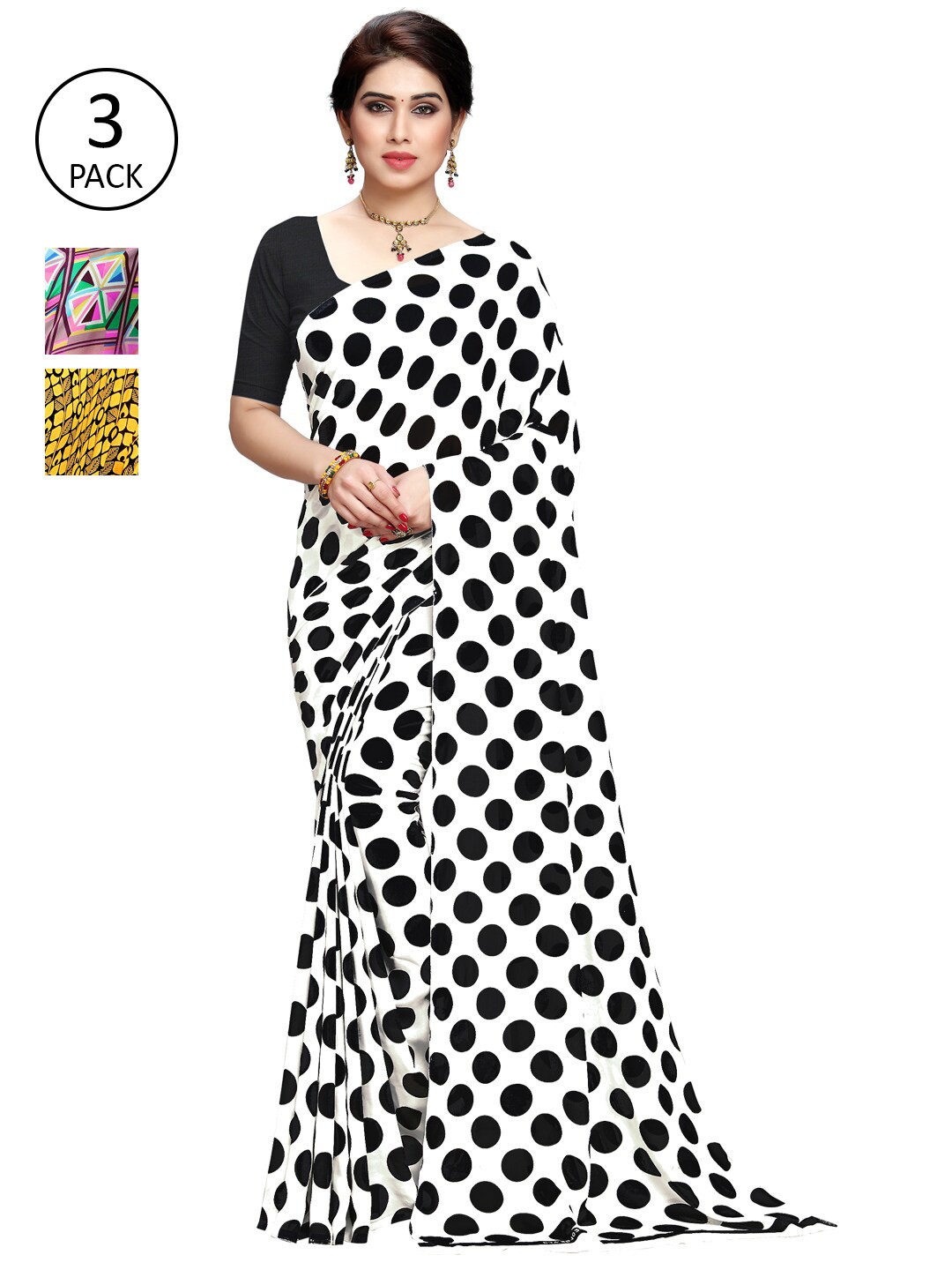 

KALINI Multi Pack of 3 Printed Saree
