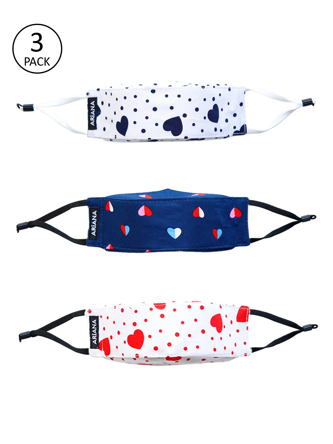

Ariana Kids Pack Of 3 Printed Cotton 7-Ply 3D Reusable Cloth Face Masks, White