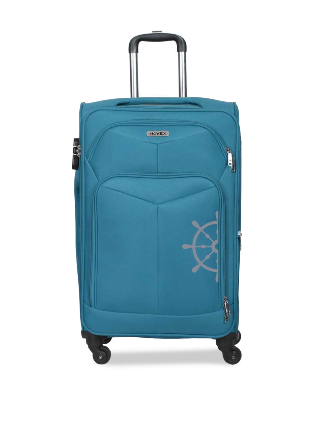 

NOVEX Adult Turquoise Blue Printed Soft-Sided Trolley Suitcase