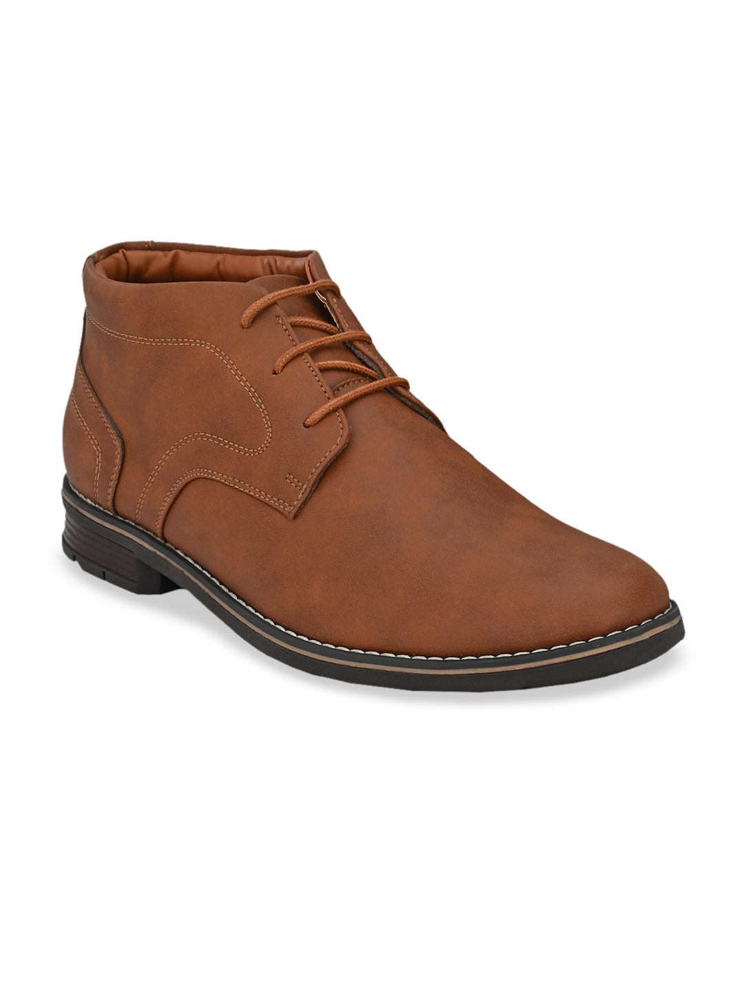 

Roadster Men Tan Solid Mid-Top Derbys