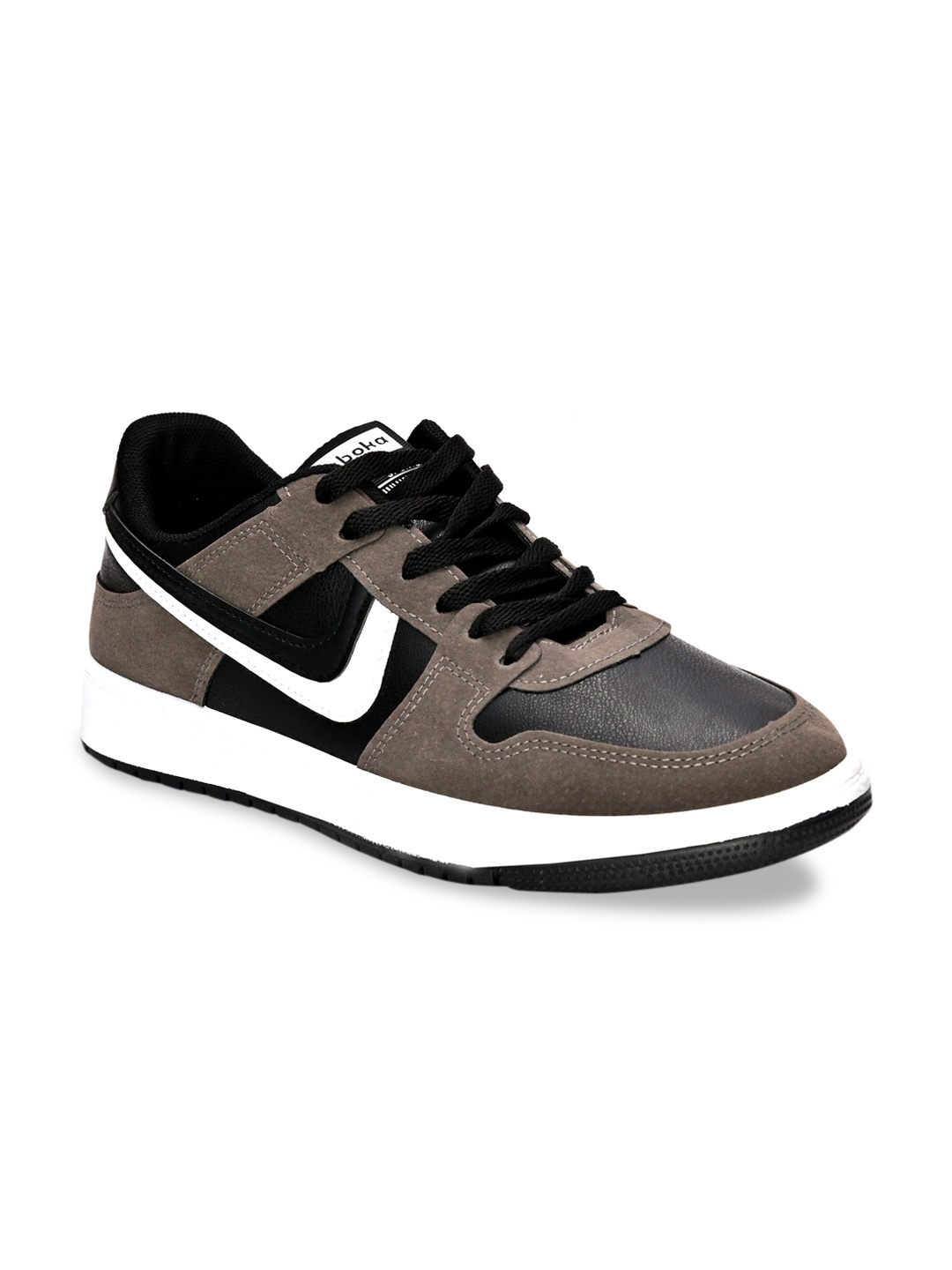 

San Frissco Men Grey Colourblocked Leather Sneakers