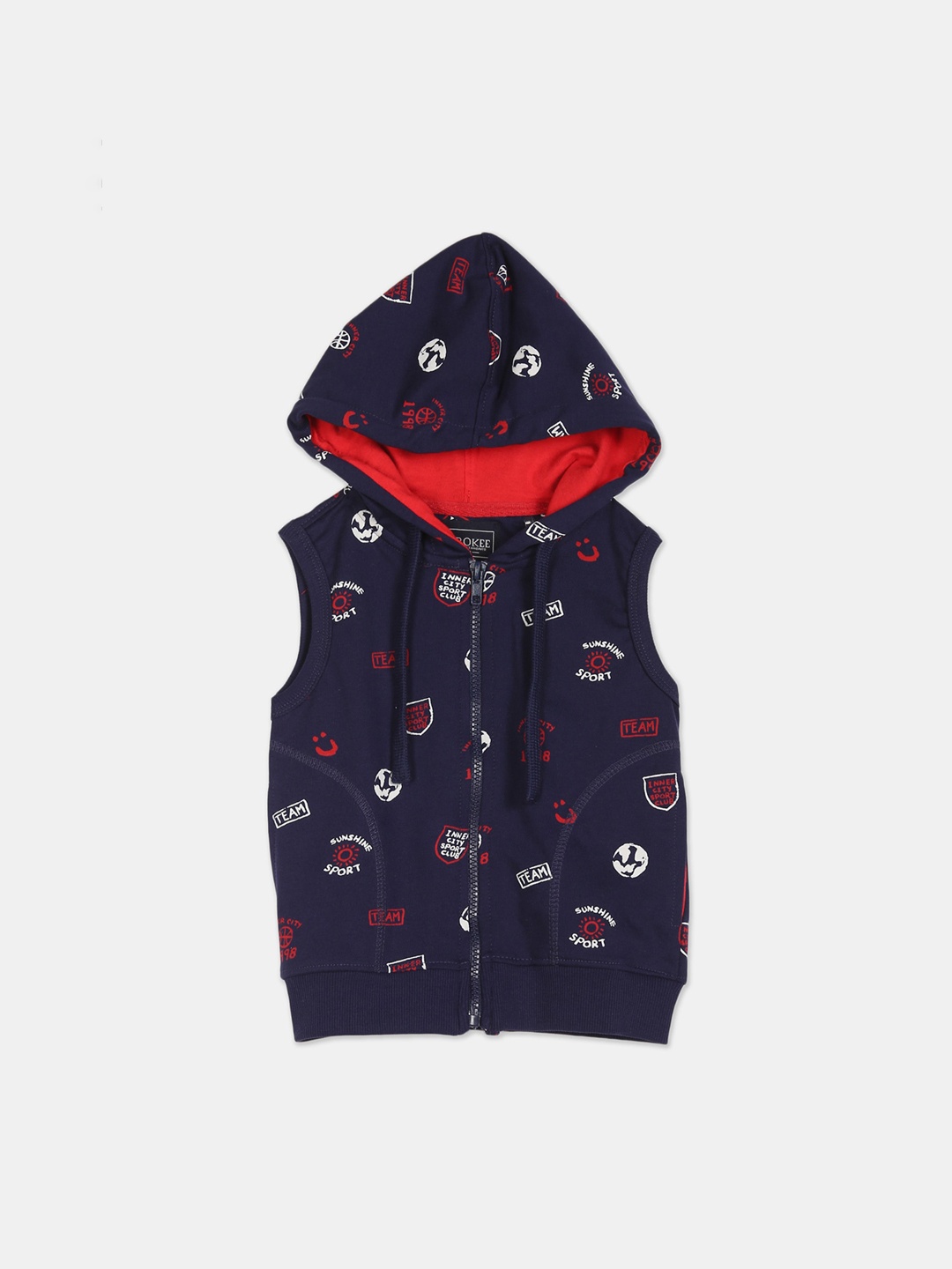 

Cherokee Boys Blue Red Longline Hooded Tailored Jacket