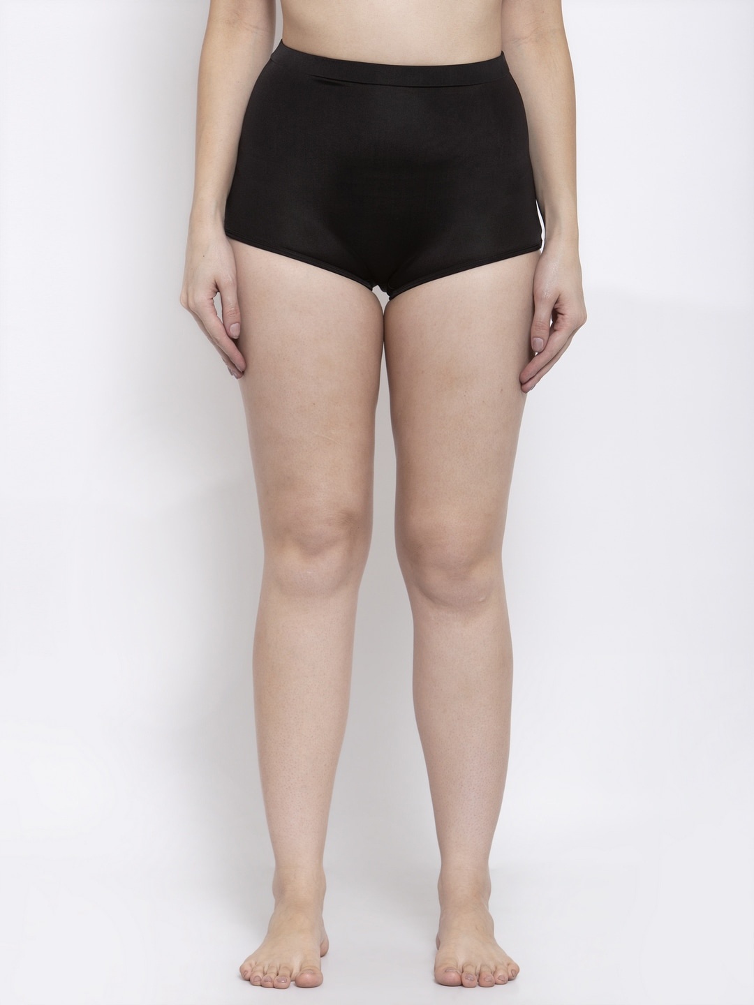 

CUKOO Women Black Comfort Fit High-Waist Swimwear Cover up Bottom Shorts