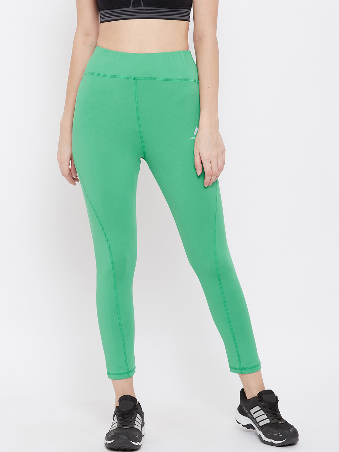 

AGIL ATHLETICA Women Green Solid Rapid-Dry Tights