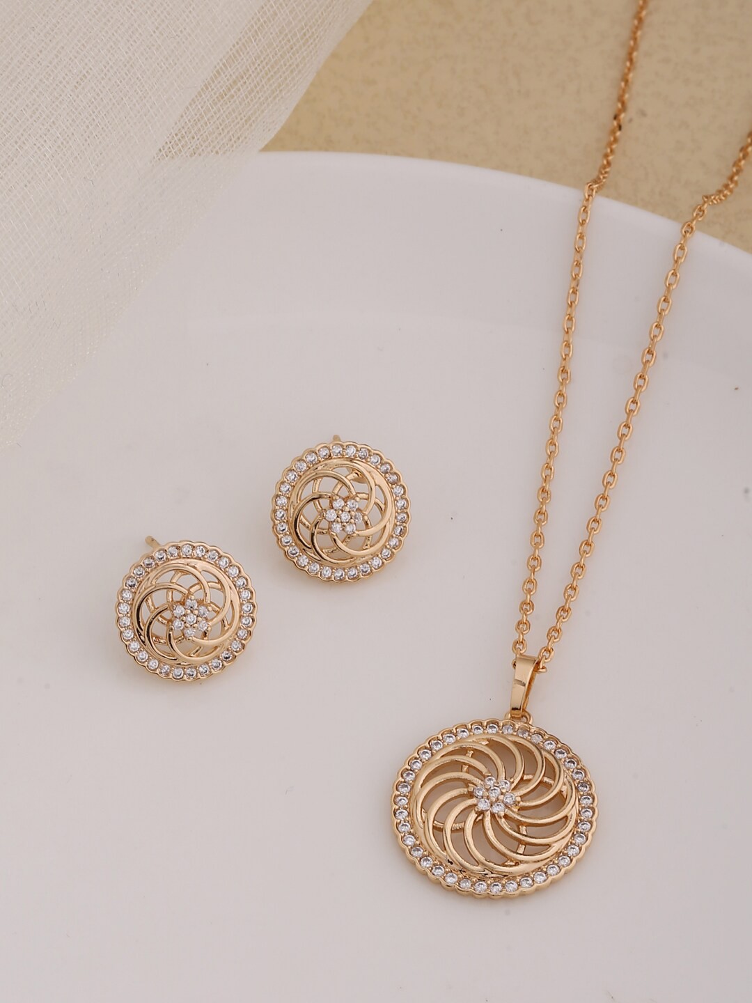 

Shoshaa Gold-Plated White Stone-Studded Handcrafted Jewellery Set