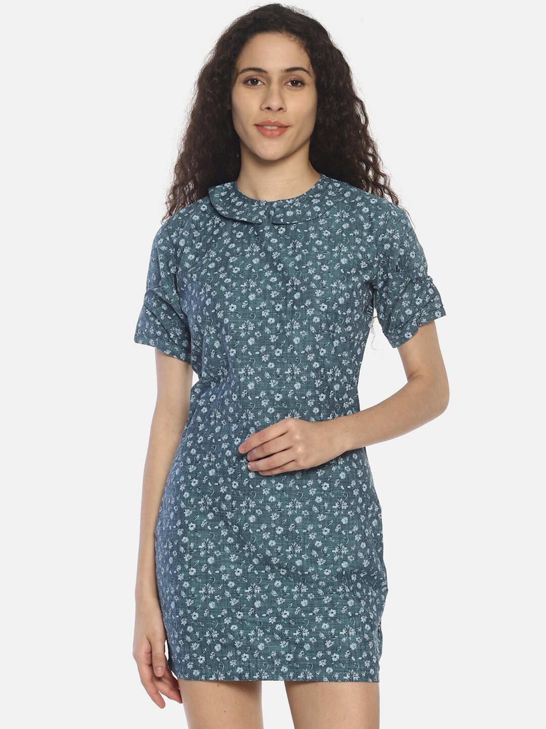 

COUPER & COLL Blue Floral Printed Sheath Dress