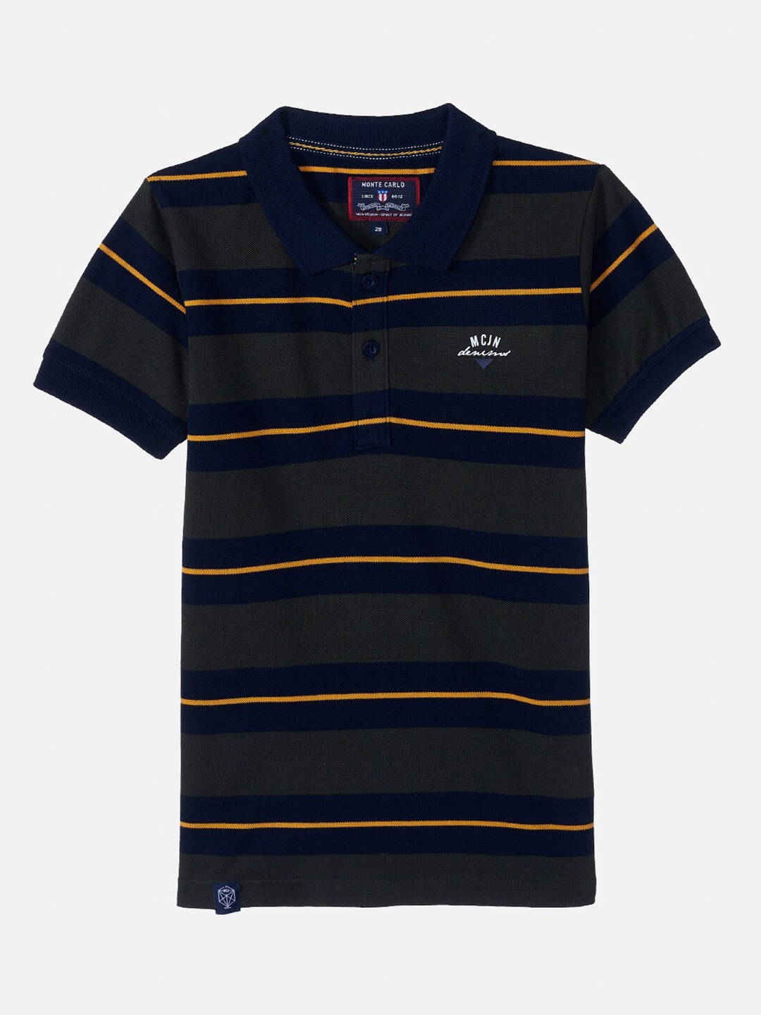 

Monte Carlo Boys Olive Striped Polo Collar T-shirt