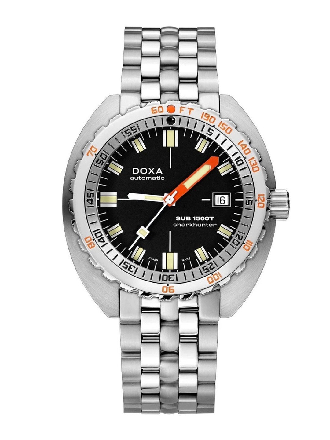

DOXA Men Black Dial & Silver Toned Stainless Steel Straps Analogue Automatic Motion Powered Watch