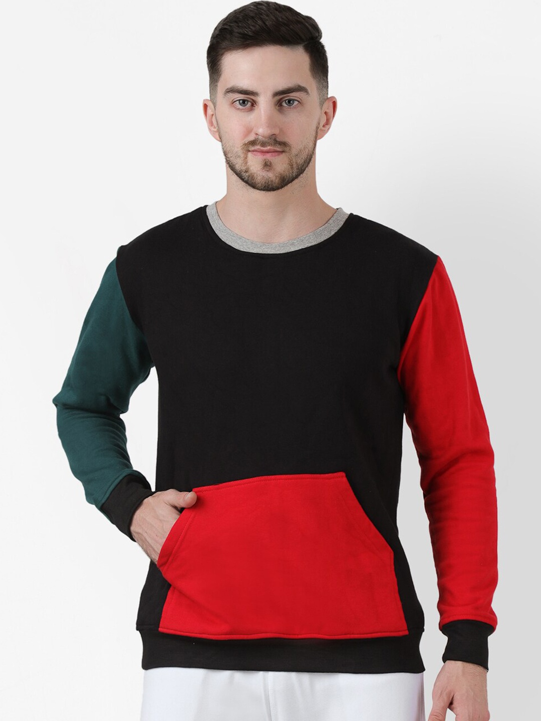 

PAUSE SPORT Men Black Colourblocked Pullover Sweatshirt
