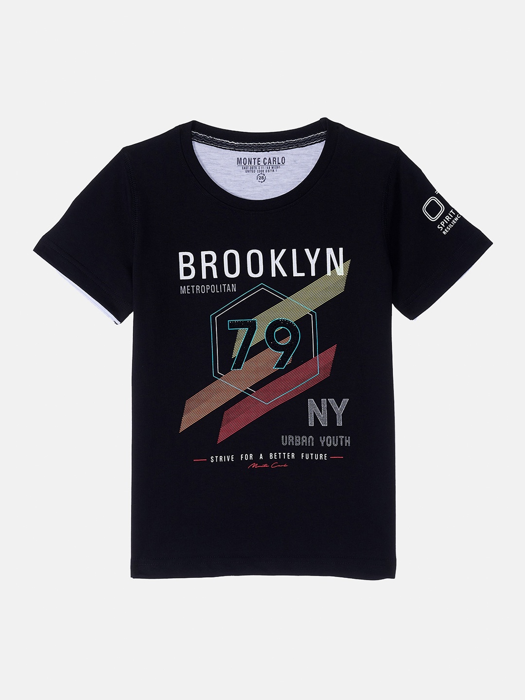 

Monte Carlo Boys Black Typography Printed T-shirt